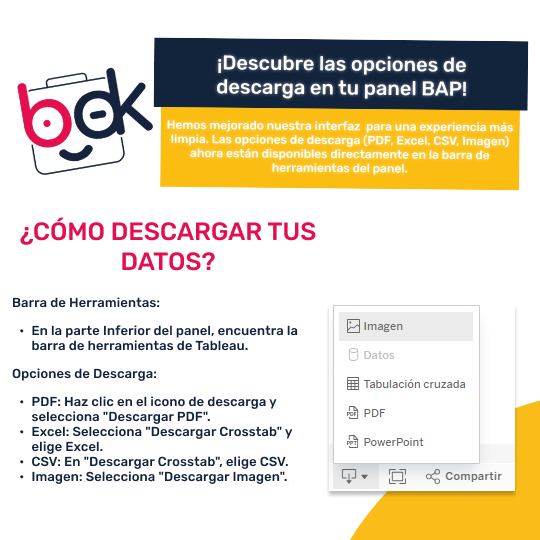 Opciones de descarga en BAP